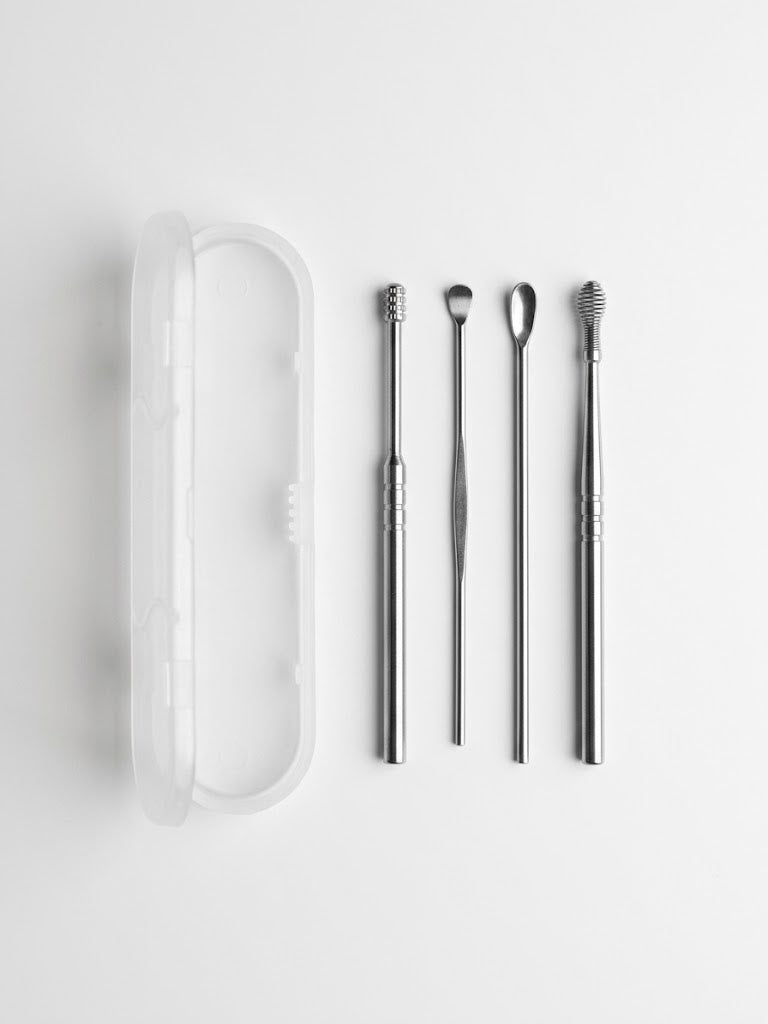 4-Piece Stainless Steel Earwax Removal & Curette Set with Storage Case