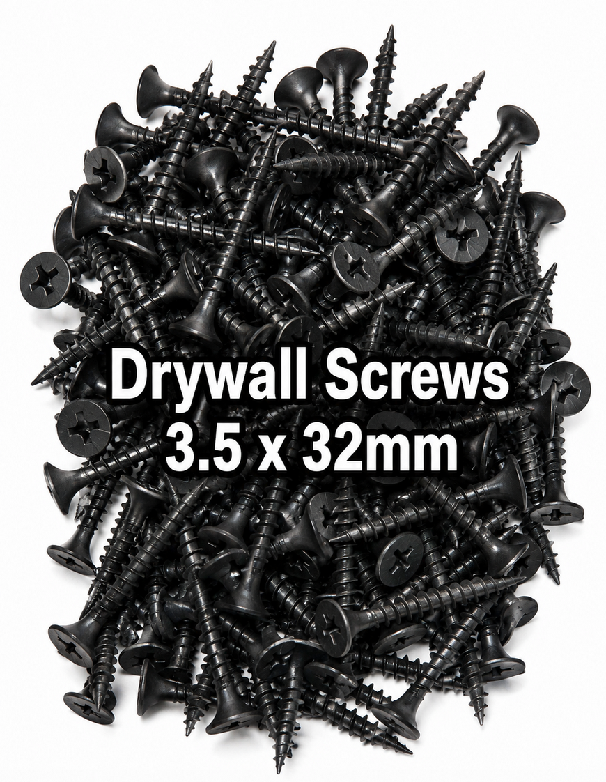 OMRN Drywall Black Screws 3.5 x 32mm - 3.5 x 40mm